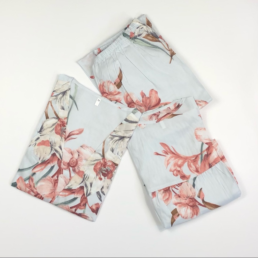3 Piece Multicolor Pastel Floral Print Pajama Set - Picture 7 of 8